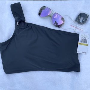 MICHAEL Michael Kors Logo Ring One Shoulder Swim